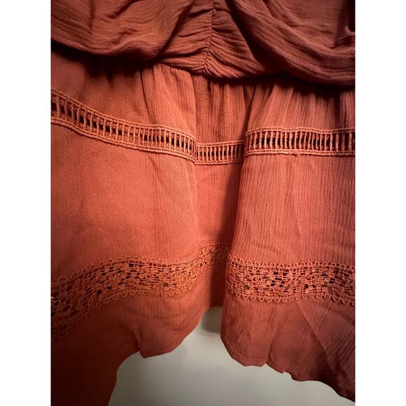 No Boundaries Rust Boho Lace Trim Peplum Cami – XL - Picture 4 of 6